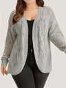 Plus Women'S Solid Hollow Out Open Front Cardigan