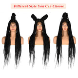 Full Lace Braided Wigs Synthetic Long Black