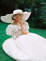 In Stock White Wedding Hats For Women Elegant