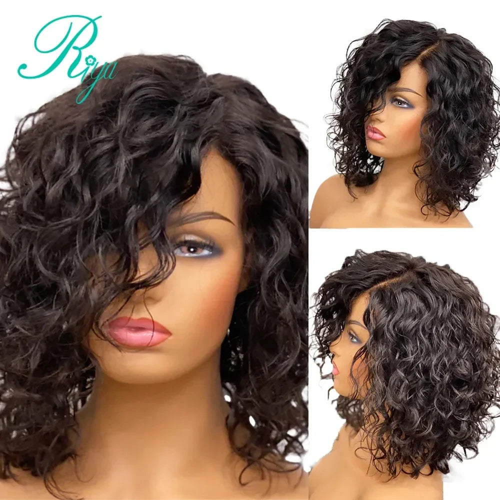 Closure Lace Wig Pixie Short Curly Bob