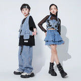 Kids Street Dance Hip Hop Clothing Suit Denim