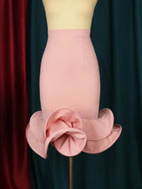Women Mermaid Skirt High Waist Trumpet Flare Fishtail