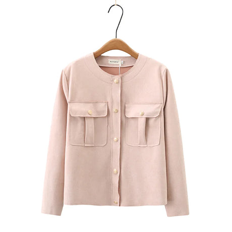 Womens Stylish Suede Jacket Autumn Casual Clothing Fashion