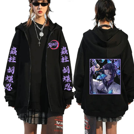 Men Women Anime Zip Hoodie Demon Slayer Graphic