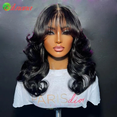 Reddish Brown Color Body Wave With Bangs
