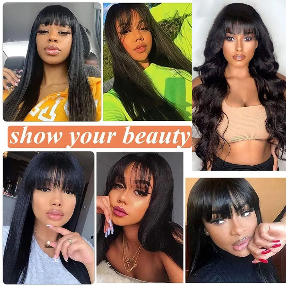 Human Hair Wigs Straight Hair With Bang