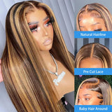 Density Highlight Honey Brown Curly Lace Front Human