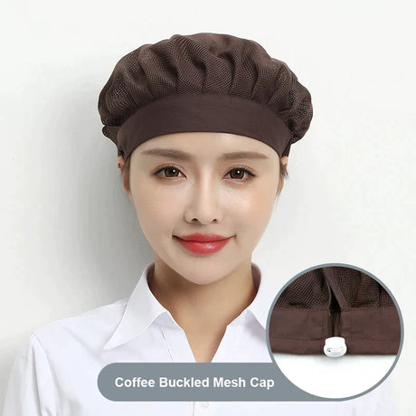 Black Adjustable Food Service Net Hat Kitchen Work