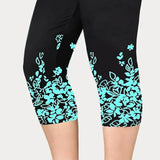 Summer New Casual Sports Yoga Capri Women Floral