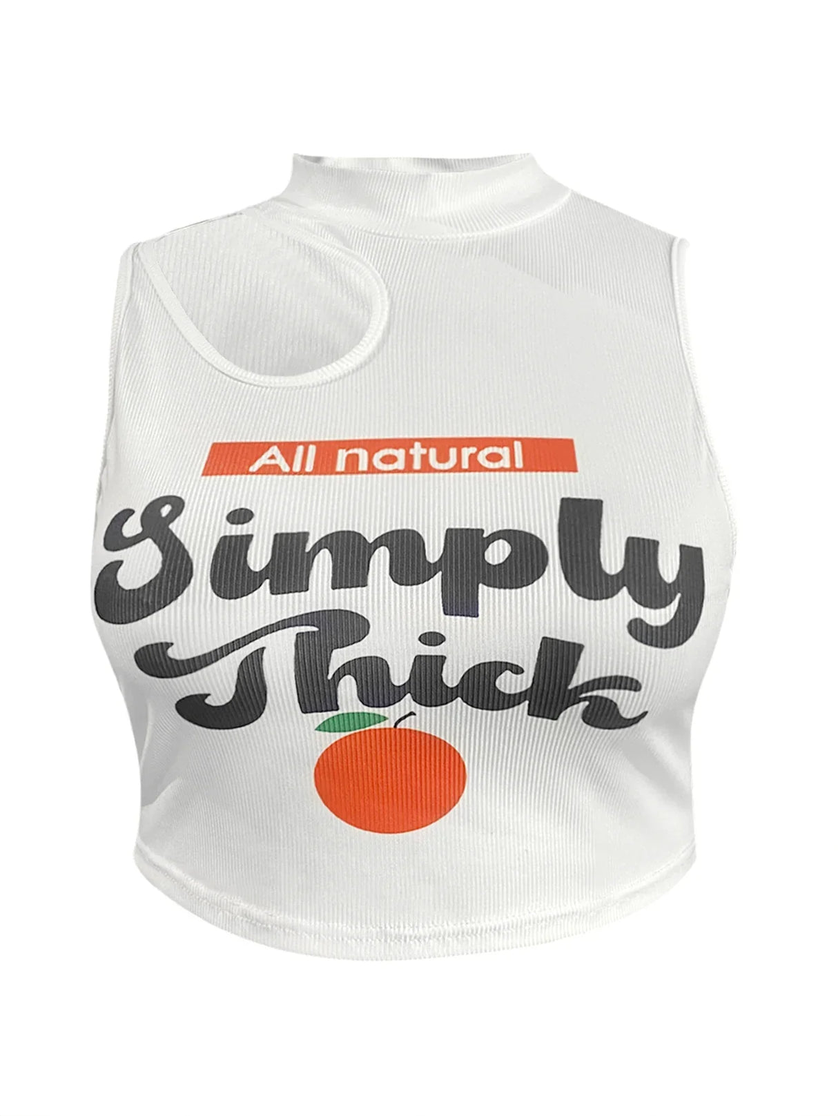 Fruit Letter Print Rib Knot Camisole Summer