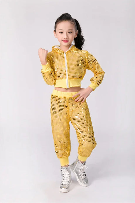 Children Sequin Hip-Hop Jazz Dance Costume Girls Student