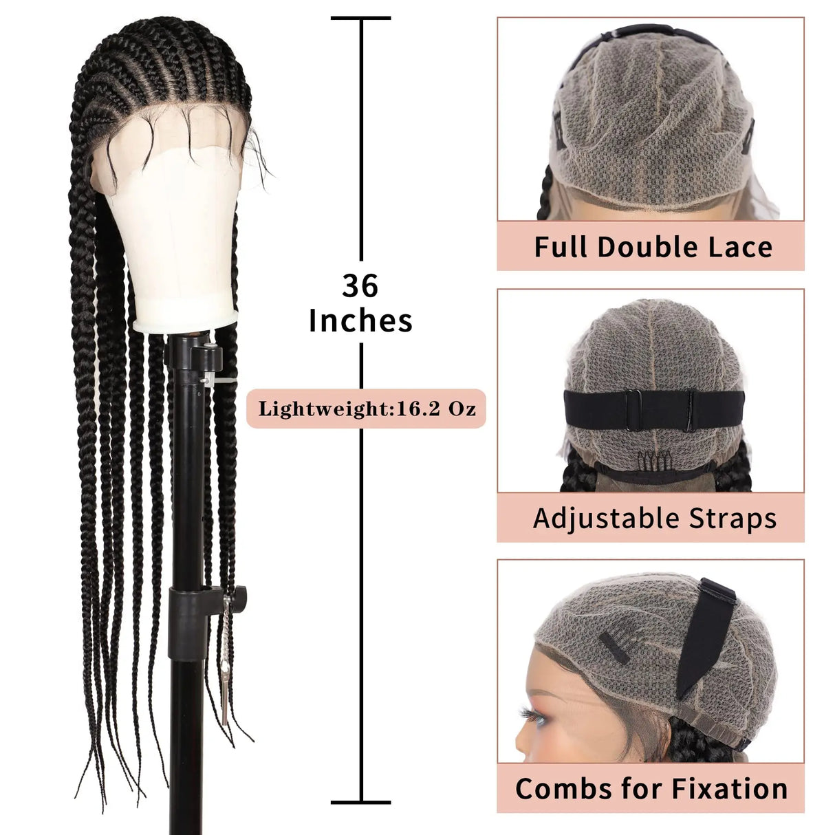 Embroidery Full Double Lace Braided Wigs For