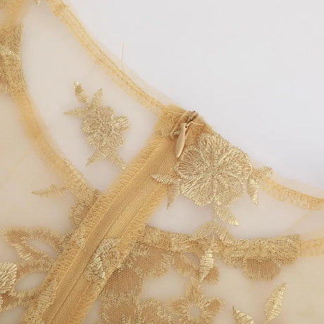 O-Neck High-Waist Midi Dress Party Dress Embroidery Lace