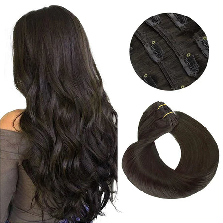 Clip In Human Hair Extensions Straight Natural Light