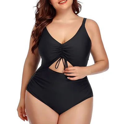 One Piece Floral Printed Women Swimsuits Cutout Tummy