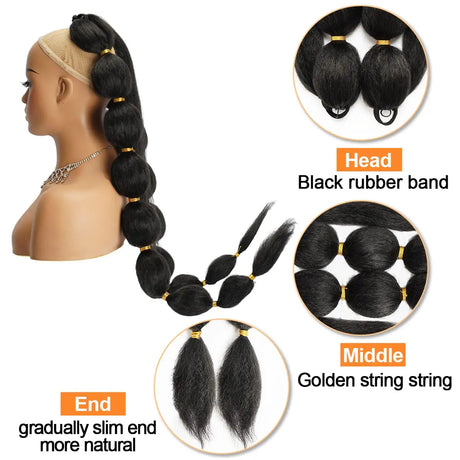 Bubble Ponytail Extension For Black Women Long Braided