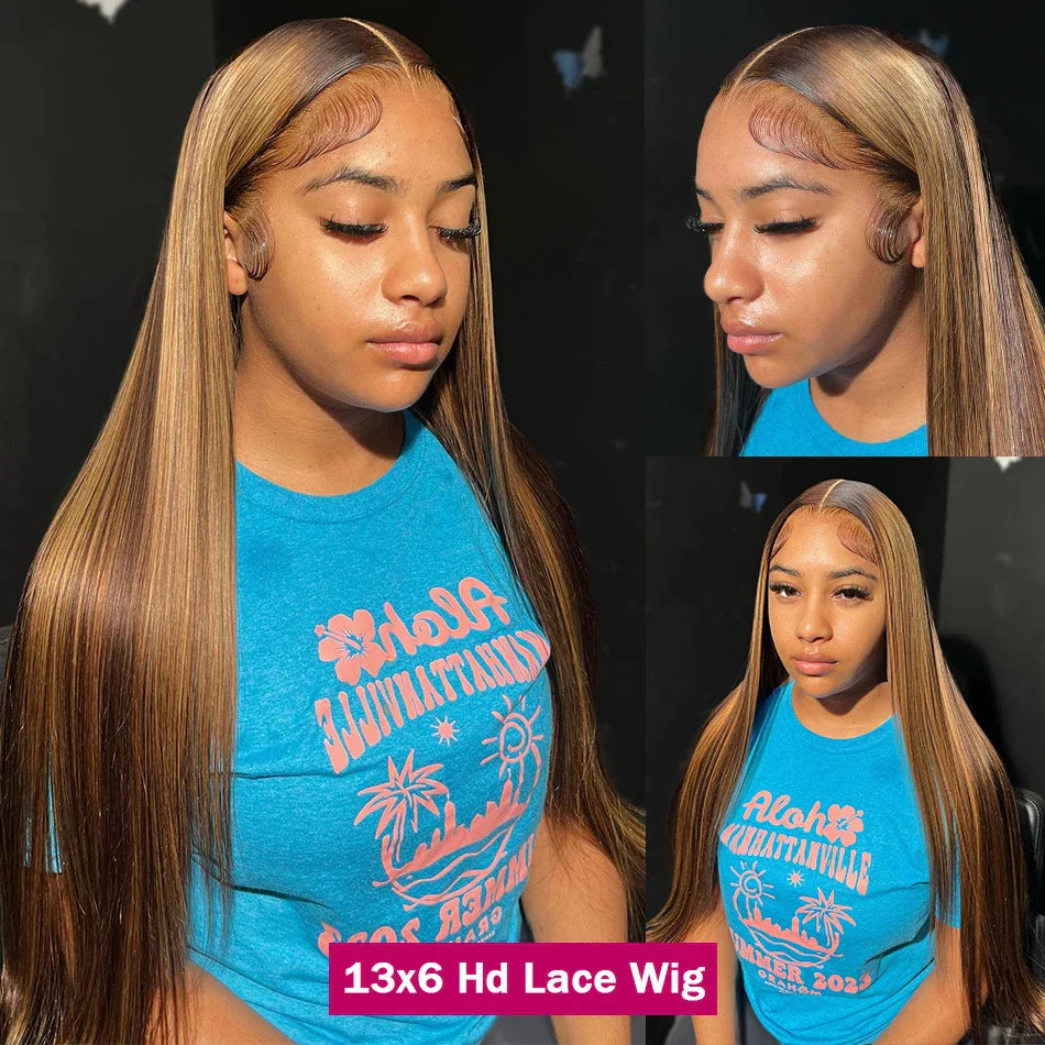 Hd Highlight Bone Straight Lace Frontal Wig