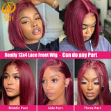 Bob Wig Human Hair Burgundy J Straight