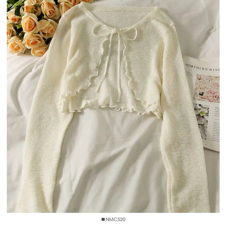 Women Frenum Cardigan Blouses And Tops Bow Lace