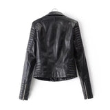 Faux Leather Jacket Women Turndown Collar Pu Motorcycle