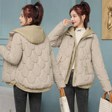 Hooded Parka Fake Two-Piece Down Cotton Clothes Women