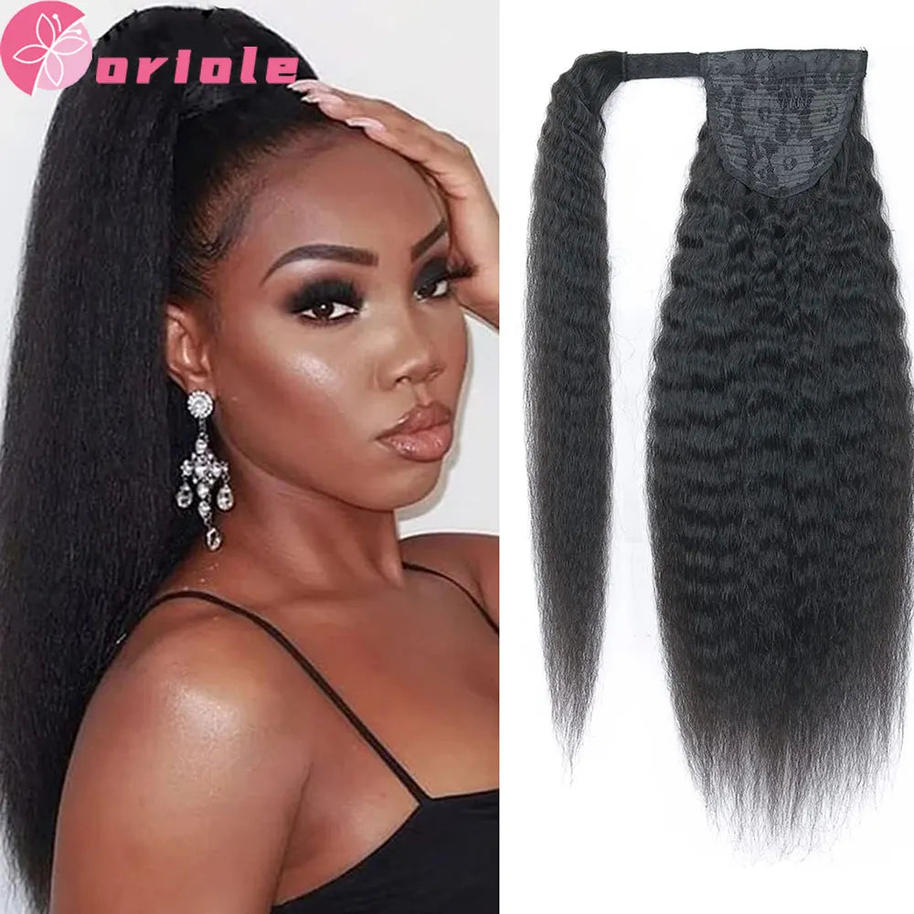 Water Wave Ponytail Human Hair Wrap Around Ponytail