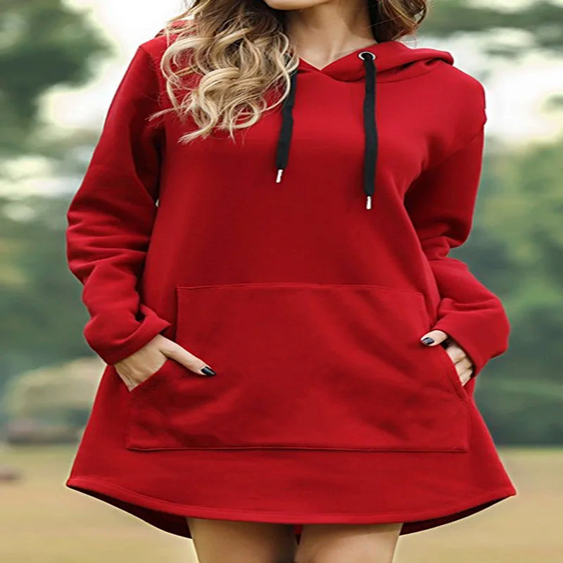 Jocoo Jolee Casual Loose Solid Women Hoodies Long