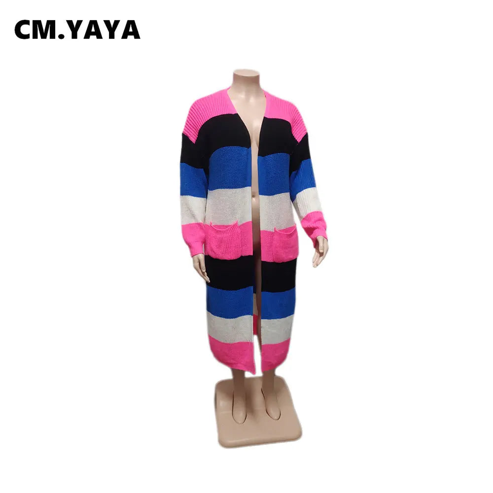 Yaya Women Knit Ribbed Patchwork Long Sleeve Open