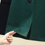 Slim High Waist Front Slit Midi Straight Skirts
