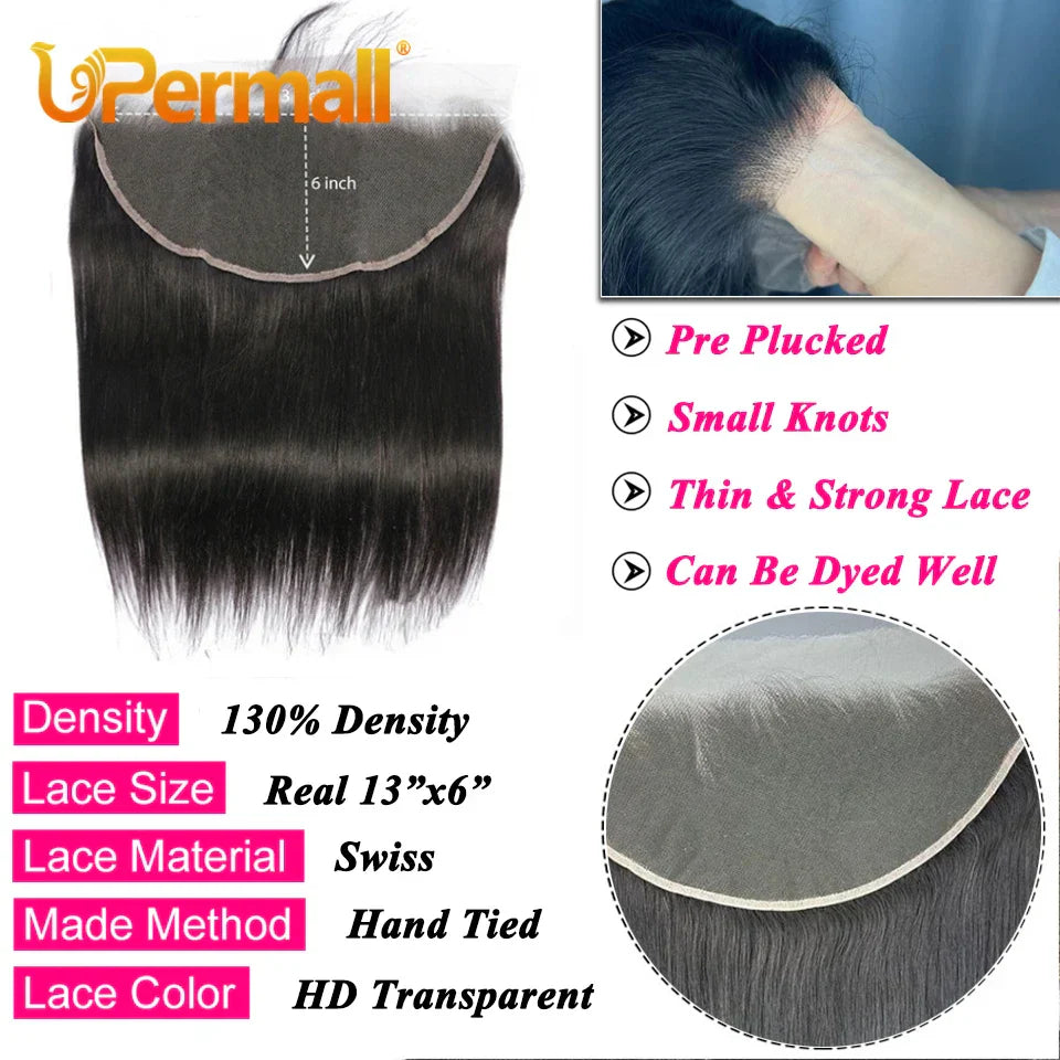 Upermall X Lace Frontal Straight Pre Plucked Swiss