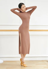 Sexy Side Slit Slim Dance Dress Slim Knitted