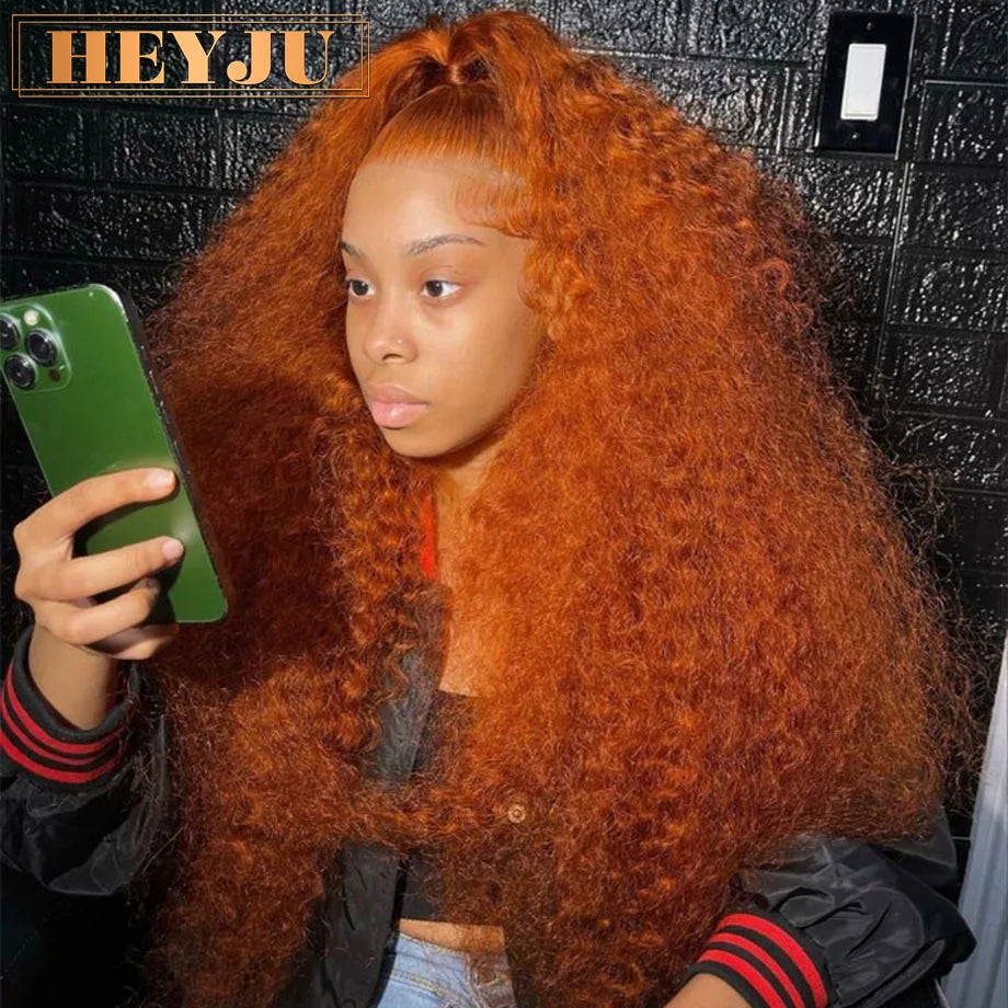 Orange Ginger Lace Front Wig Curly Human Hair