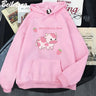 Cow And Strawberry Kawaii Women Hoodies Casual Pullover