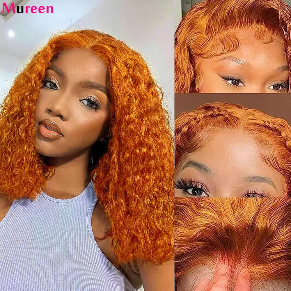 Ginger Orange Bob Wig Glueless Deep Wave Wigs