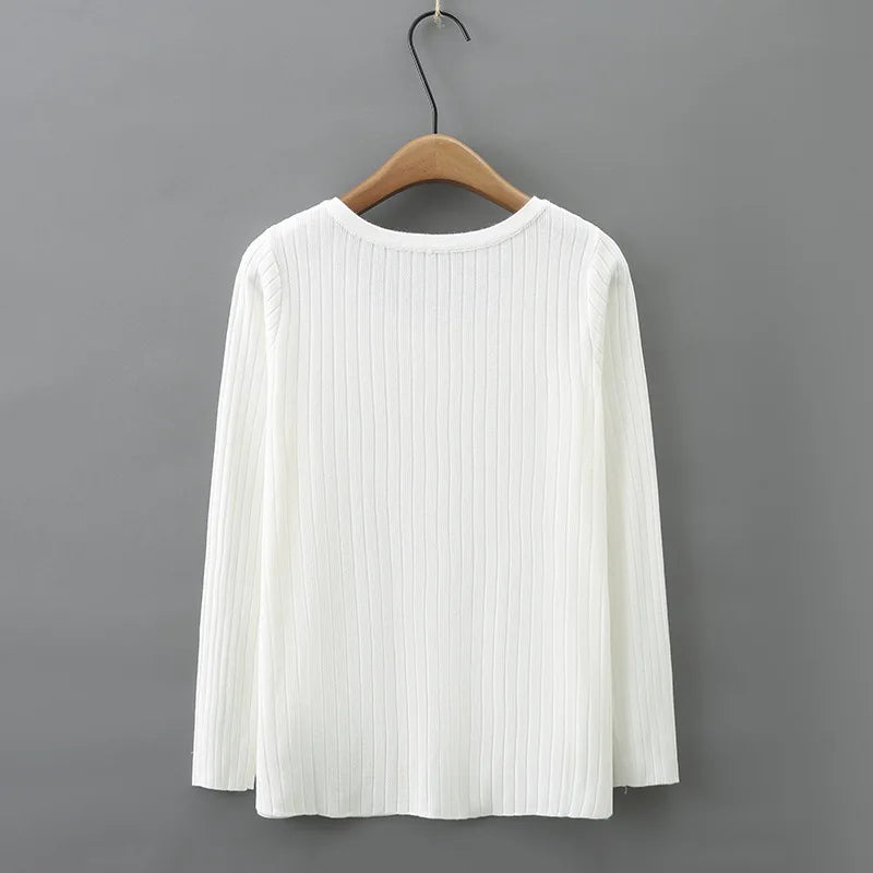 Solid Color Mercerized Cotton Sweaters Womens Autumn Winter