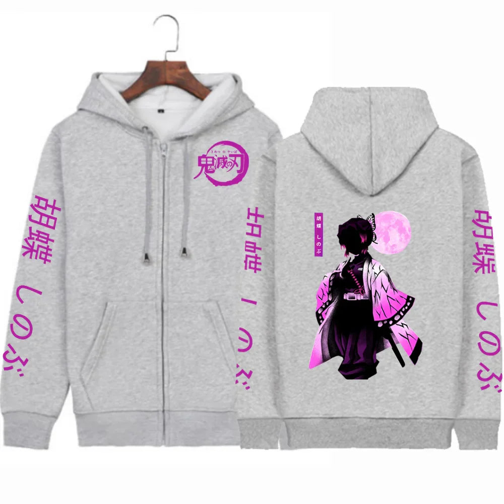 Kochou Shinobu Women Zip Hoodies Winter Autumn Casual