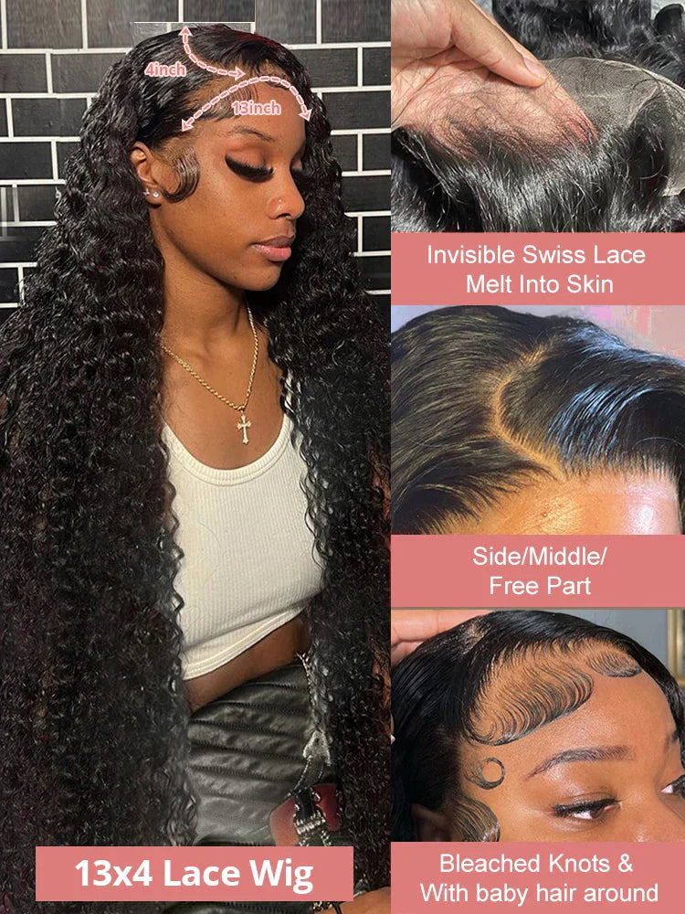 Deep Wave 13X4 Lace Frontal Wig 7X5 Glueless