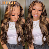 Colored Highlight Human Hair Wigs Brazilian Glueless Body