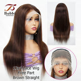 Brown Black Human Hair Wig For Women Lace