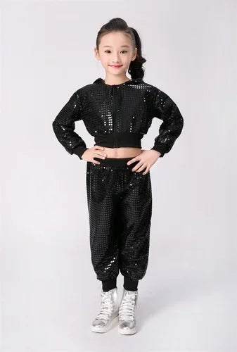 Children Sequin Hip-Hop Jazz Dance Costume Girls Student