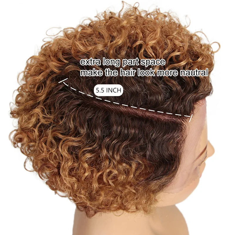 Short Pixie Curly Bob Wig Lace Front Human