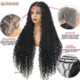 Boho Braided Lace Frontal Wig Wave Curly Goddess