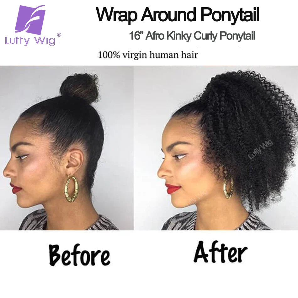 Drawstring Ponytail Human Hair C Afro Kinky Curly