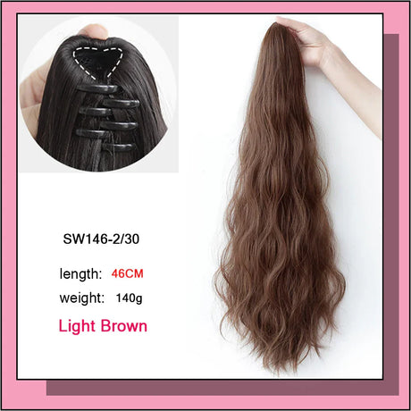 Long Wavy Straight Claw Clip On Ponytail Hair