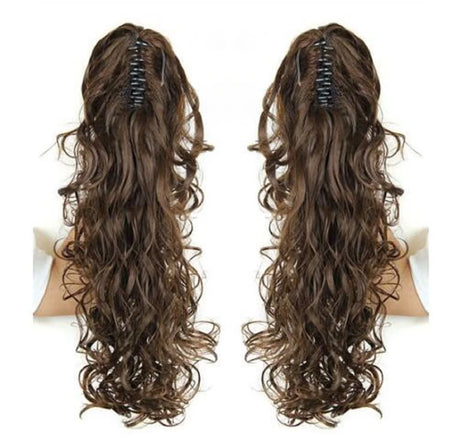 Synthetic Long Wavy Claw Clip On Ponytail Drawstring