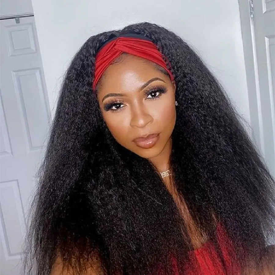 Headband Wig Human Hair Kinky Straight Human Hair