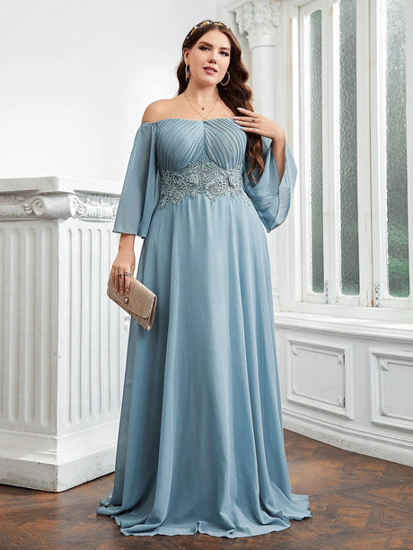 Women Party Dresses Elegant One-Shoulder Applique Long Dresses