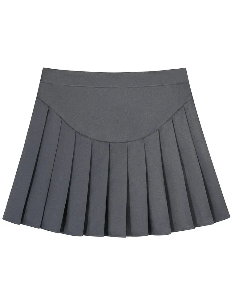 Gibsie Women High Waist Pleated Skirt Kawaii Casual