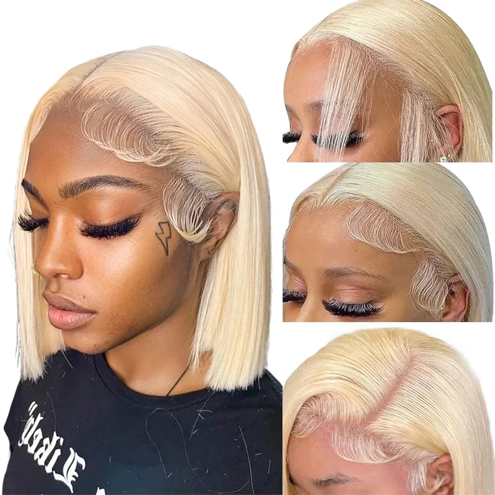 Blonde Bob Wigs Straight Short Human Hair Hd