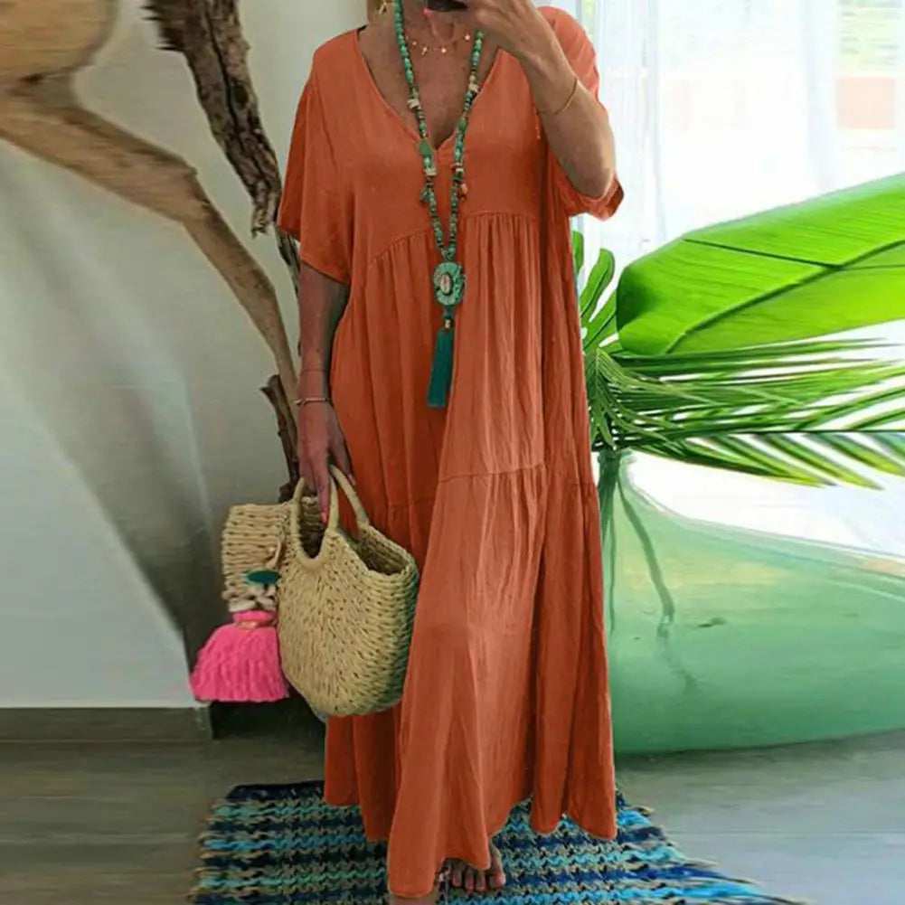 Soft Chic Big Hem Beach Maxi Dress Lady